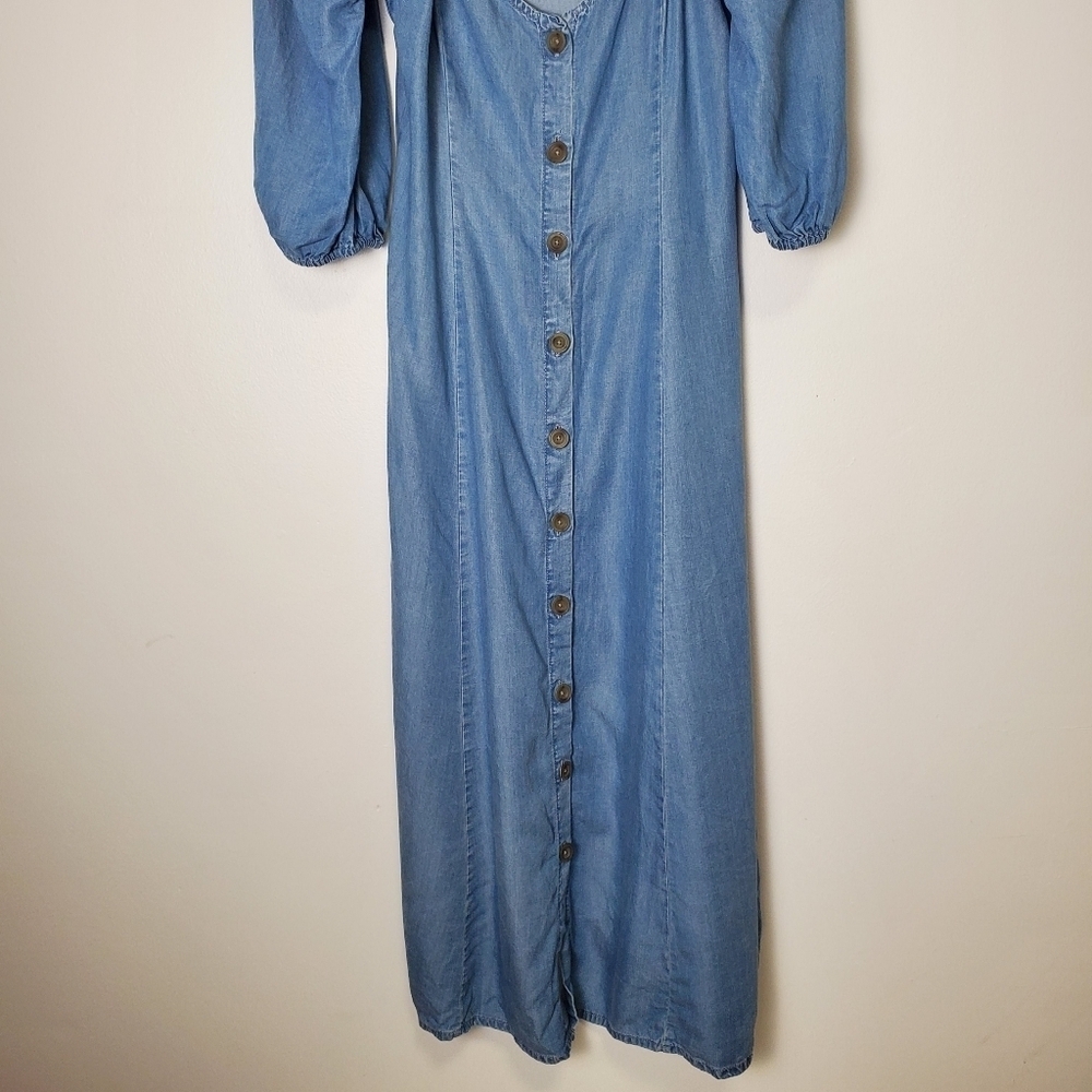 Zara Blue Midi Button Front Lyocell Dress - Picture 9 of 13
